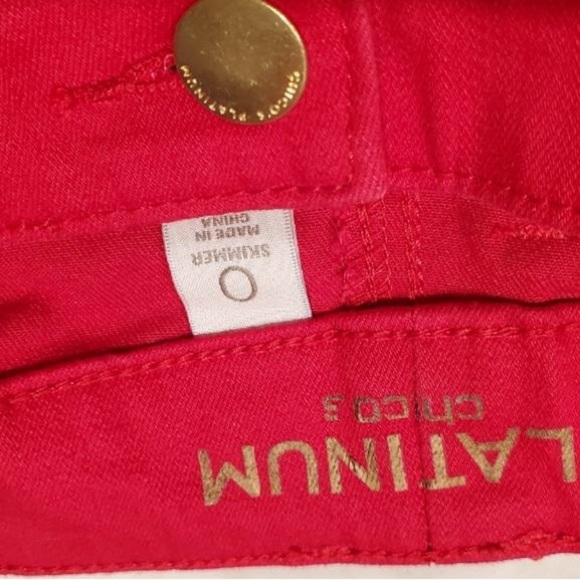 Chico’s Platinum Red Stretch Denim Skinny Jeans Sz 0/S Ankle Length - Picture 7 of 8